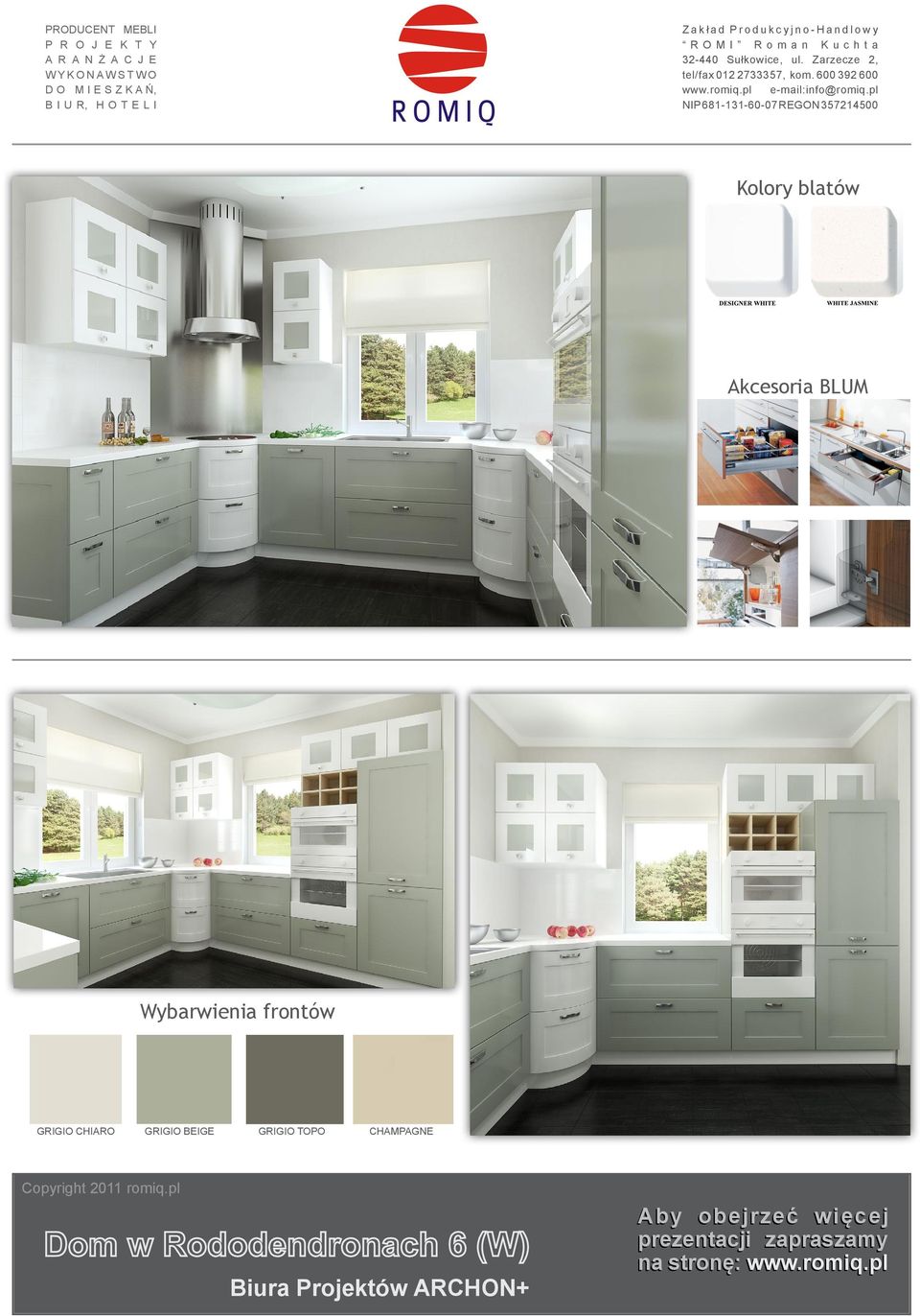 Wybarwienia frontów GRIGIO CHIARO GRIGIO BEIGE GRIGIO TOPO