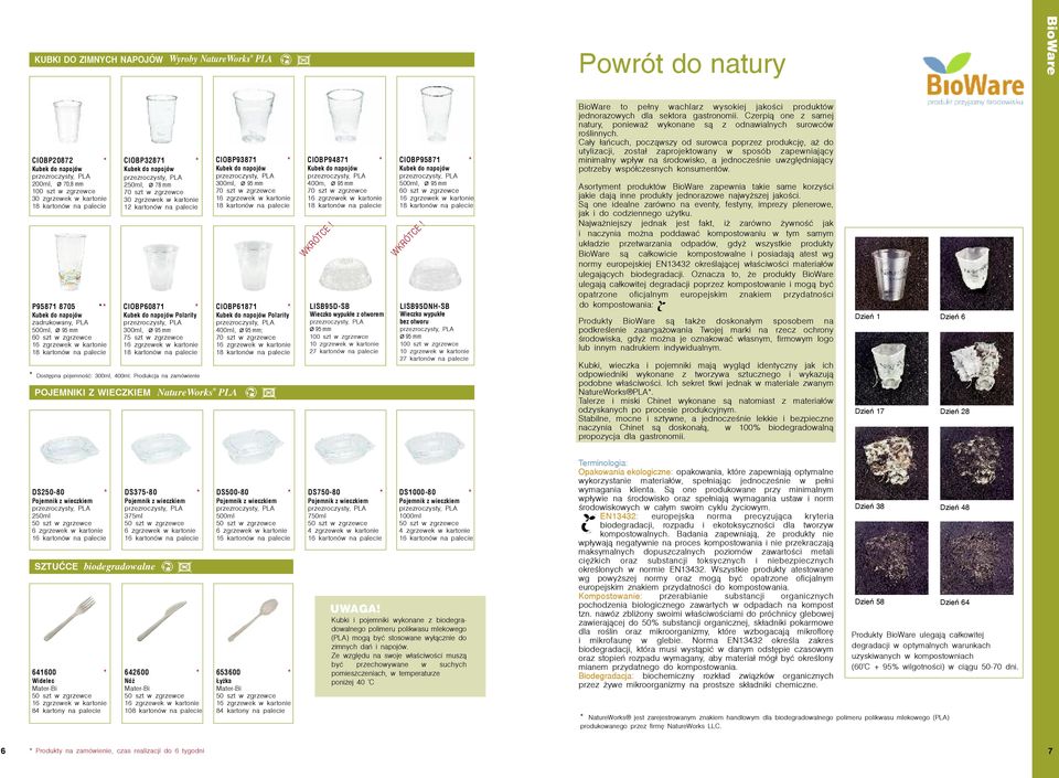 Produkcja na zamówienie POjEMNIKI Z WIECZKIEM NatureWorks PLA CIOBP93871 * do napojów 300ml, Ø 95 mm 70 szt w zgrzewce CIOBP61871 * do napojów Polarity 400ml, Ø 95 mm; 70 szt w zgrzewce CIOBP94871 *