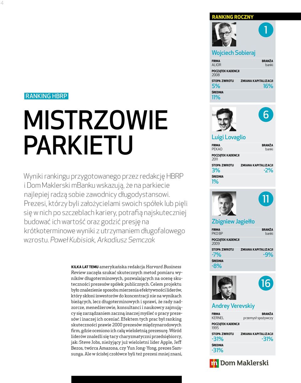 Prezesi, którzy byli założycielami swoich spółek lub pięli się w nich po szczeblach kariery, potrafią najskuteczniej budować ich wartość oraz godzić presję na krótkoterminowe wyniki z utrzymaniem