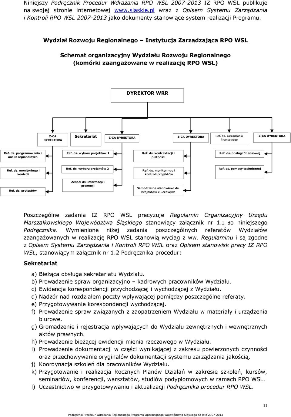 Wydział Rozwoju Regionalnego Instytucja Zarządzająca RPO WSL Schemat organizacyjny Wydziału Rozwoju Regionalnego (komórki zaangażowane w realizację RPO WSL) DYREKTOR WRR Z-CA DYREKTORA Sekretariat