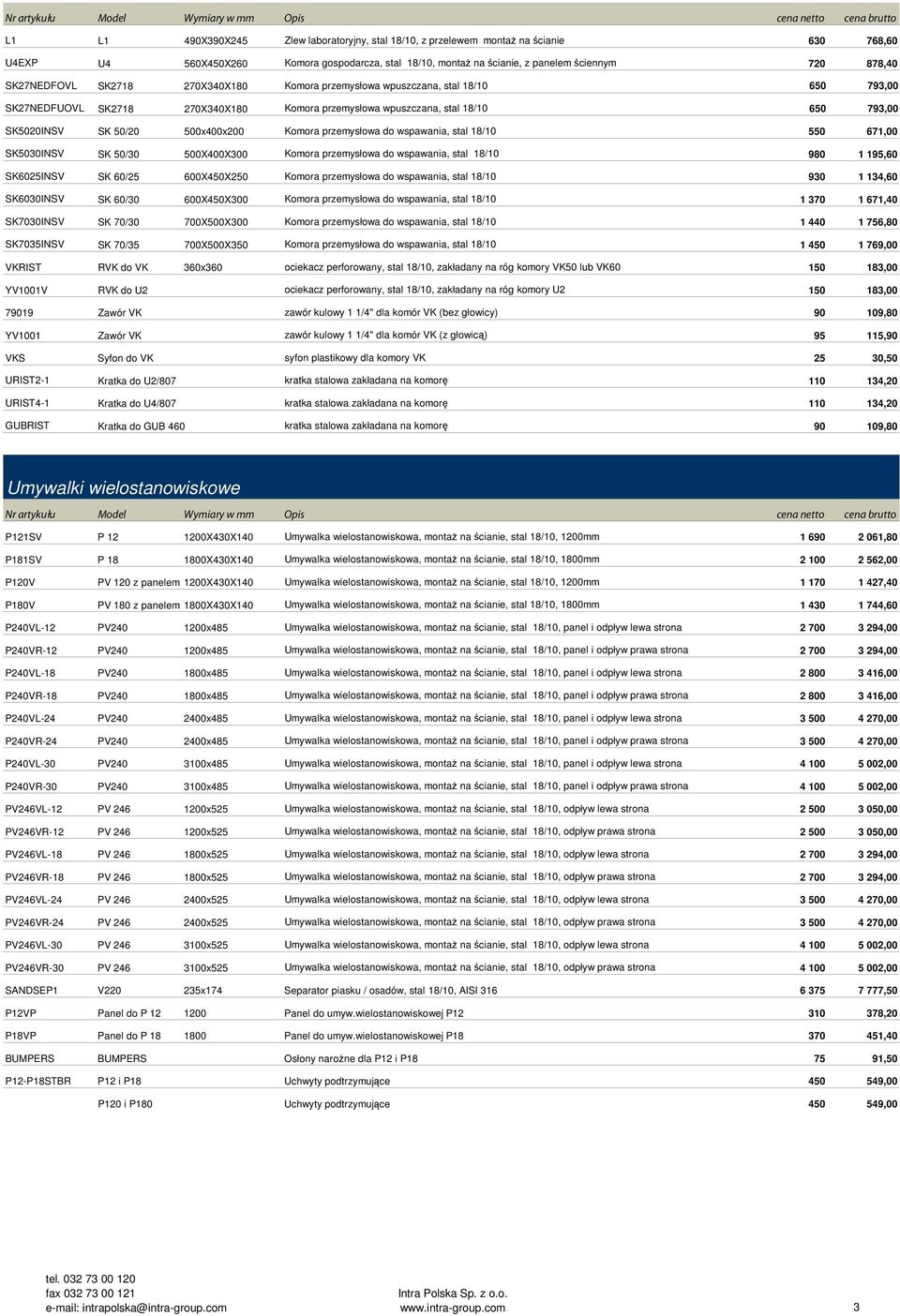 500x400x200 Komora przemysłowa do wspawania, stal 18/10 550 671,00 SK5030INSV SK 50/30 500X400X300 Komora przemysłowa do wspawania, stal 18/10 980 1 195,60 SK6025INSV SK 60/25 600X450X250 Komora