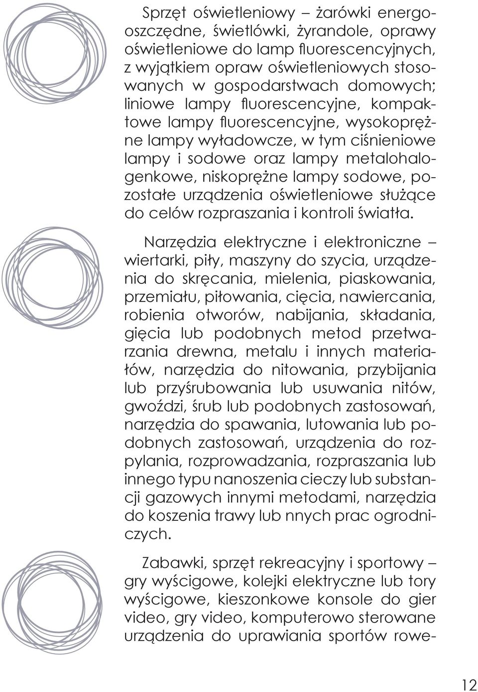 oświetleniowe służące do celów rozpraszania i kontroli światła. 6.