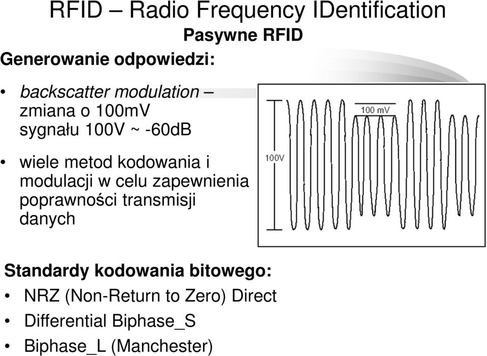 zapewnienia poprawności transmisji danych Standardy kodowania bitowego: