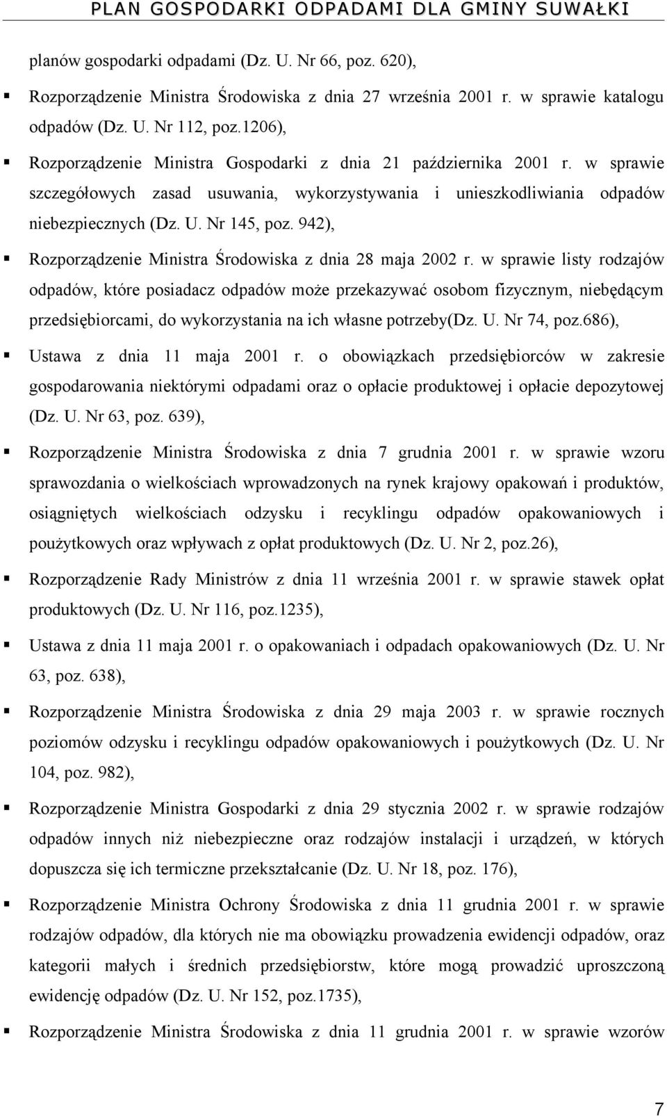 942), Rozporządzenie Ministra Środowiska z dnia 28 maja 2002 r.
