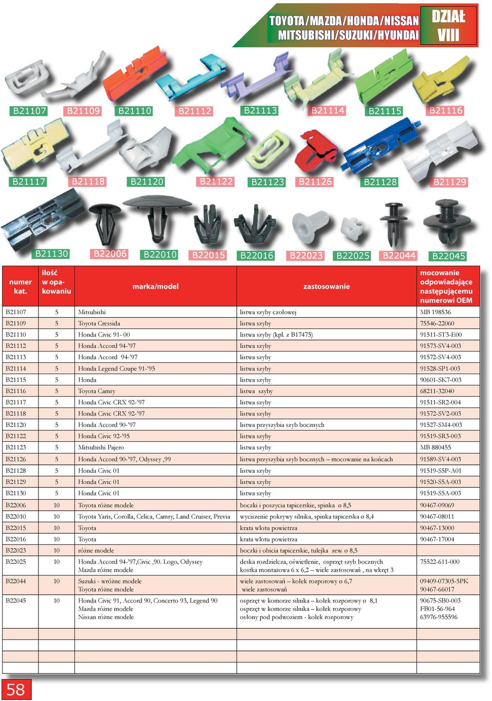 z B17475) 91511-ST3-E00 B21112 5 Honda Accord 94-97 listwa szyby 91573-SV4-003 B21113 5 Honda Accord 94-97 listwa szyby 91572-SV4-003 B21114 5 Honda Legend Coupe 91-95 listwa szyby 91528-SP1-003