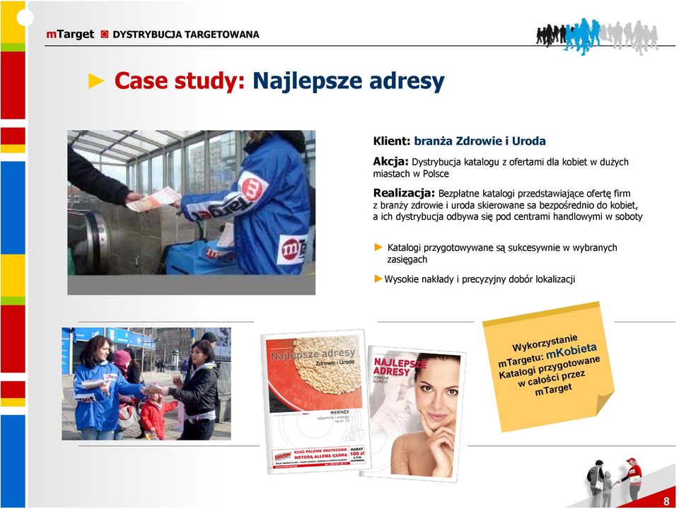 bezpośrednio do kobiet, a ich dystrybucja odbywa się pod centrami handlowymi w soboty Katalogi przygotowywane są sukcesywnie w