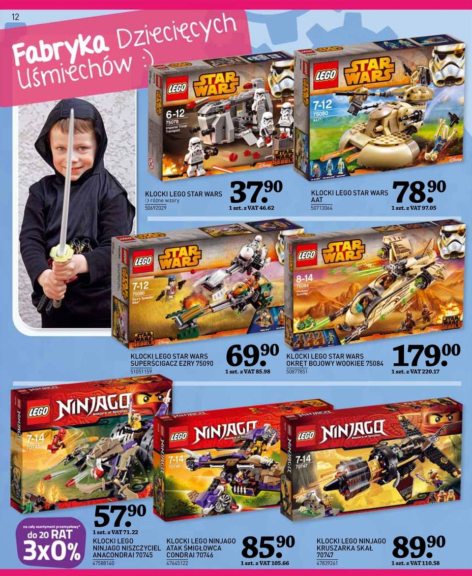 98 179 KLOCKI LEGO STAR WARS OKRĘT BOJOWY WOOKIEE 75084 50877851. 00 1 szt. z VAT 220.17 57 1 szt. z VAT 71.