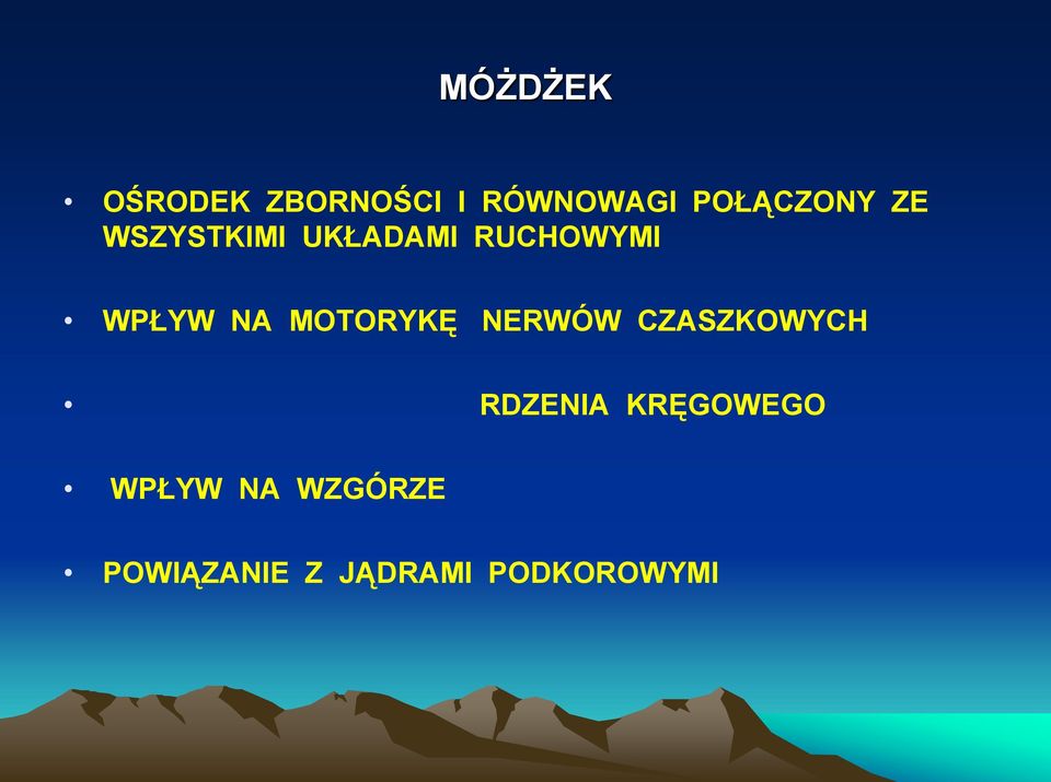 WPŁYW NA MOTORYKĘ NERWÓW CZASZKOWYCH RDZENIA