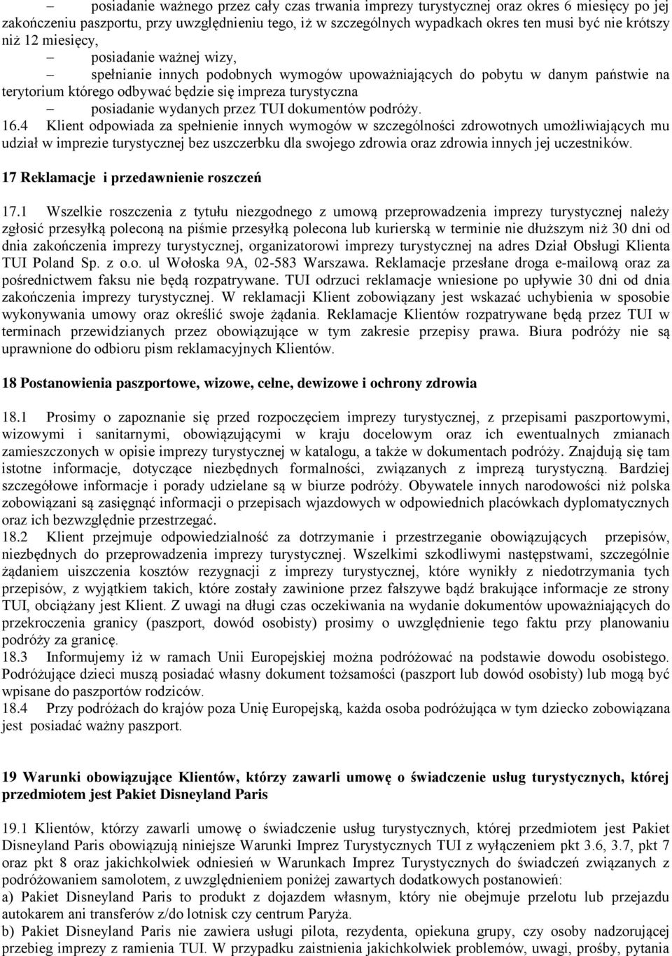 wydanych przez TUI dokumentów podróży. 16.