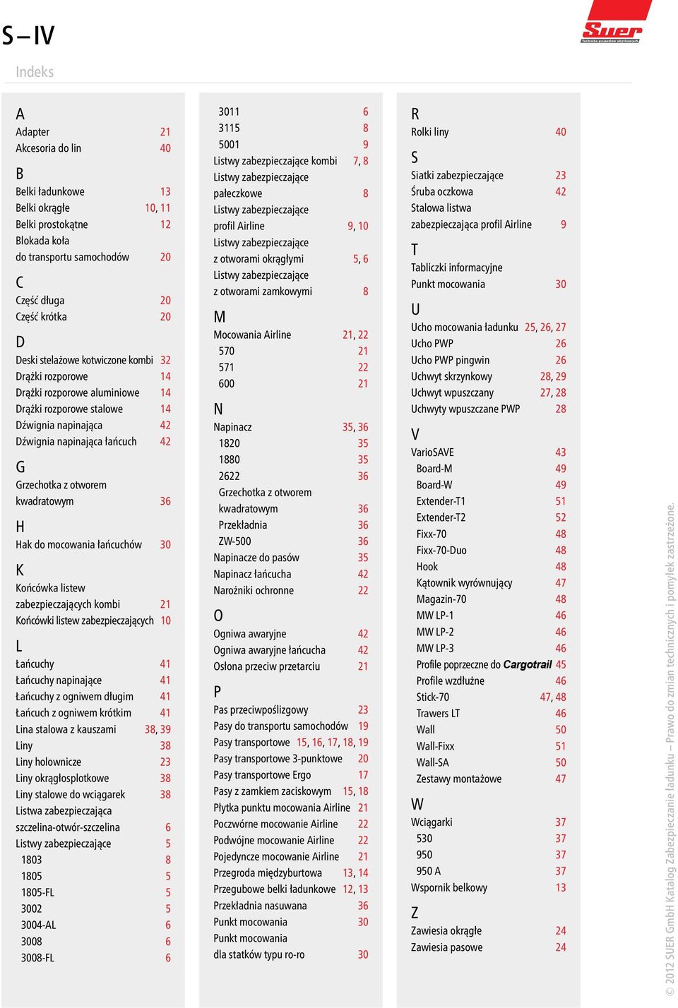 mocowania łańcuchów 30 K Końcówka listew zabezpieczających kombi 21 Końcówki listew zabezpieczających 10 L Łańcuchy 41 Łańcuchy napinające 41 Łańcuchy z ogniwem długim 41 Łańcuch z ogniwem krótkim 41