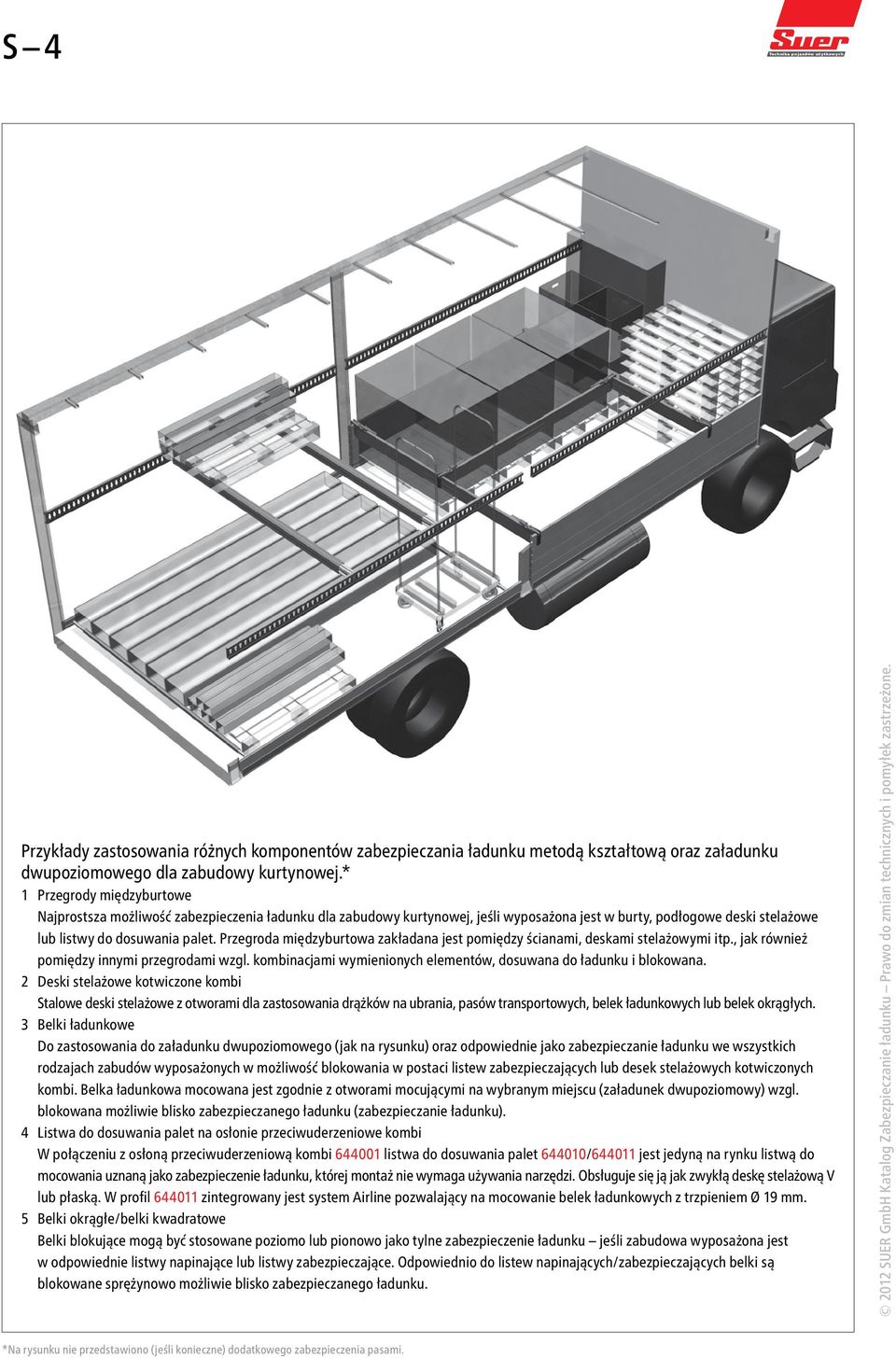Przegroda międzyburtowa zakładana jest pomiędzy ścianami, deskami stelażowymi itp., jak również pomiędzy innymi przegrodami wzgl. kombinacjami wymienionych elementów, dosuwana do ładunku i blokowana.