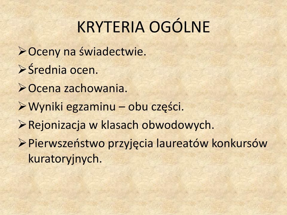 Wyniki egzaminu obu części.