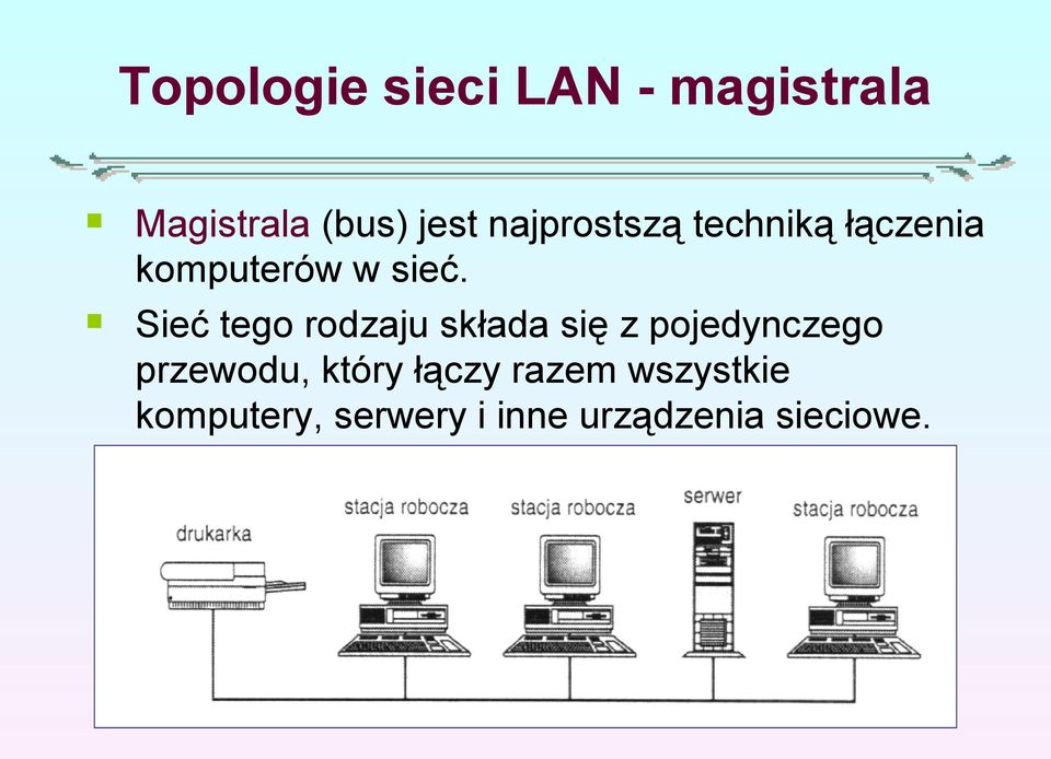 Sieć tego rodzaju składa się z pojedynczego przewodu,