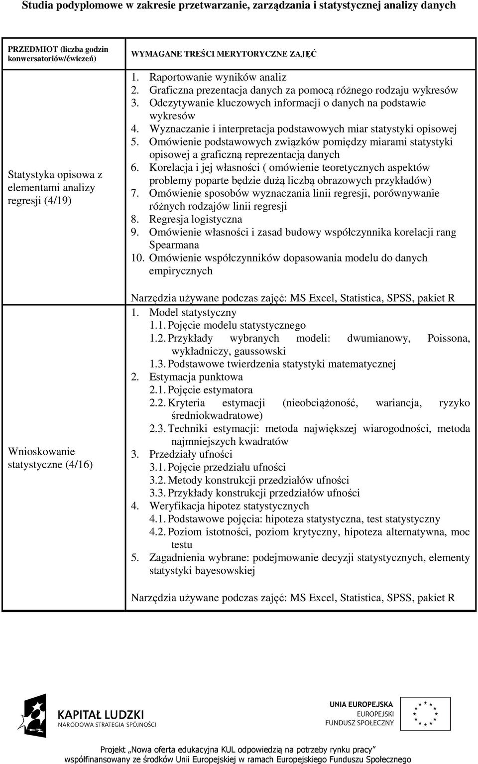 Odczytywanie kluczowych informacji o danych na podstawie wykresów 4. Wyznaczanie i interpretacja podstawowych miar statystyki opisowej 5.