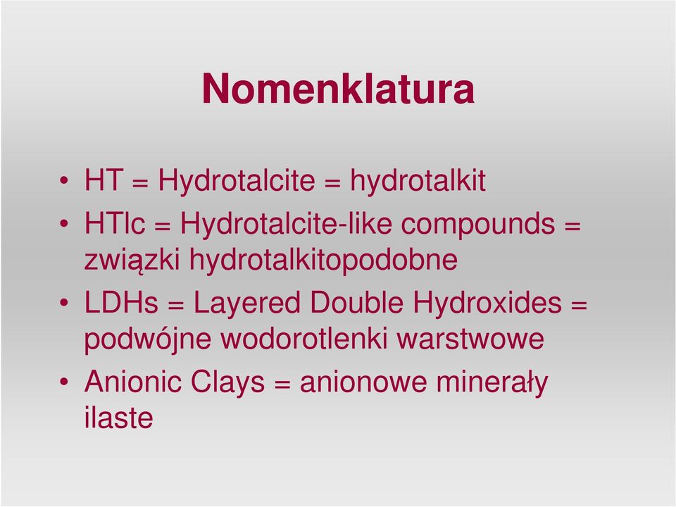 hydrotalkitopodobne LDHs = Layered Double Hydroxides =