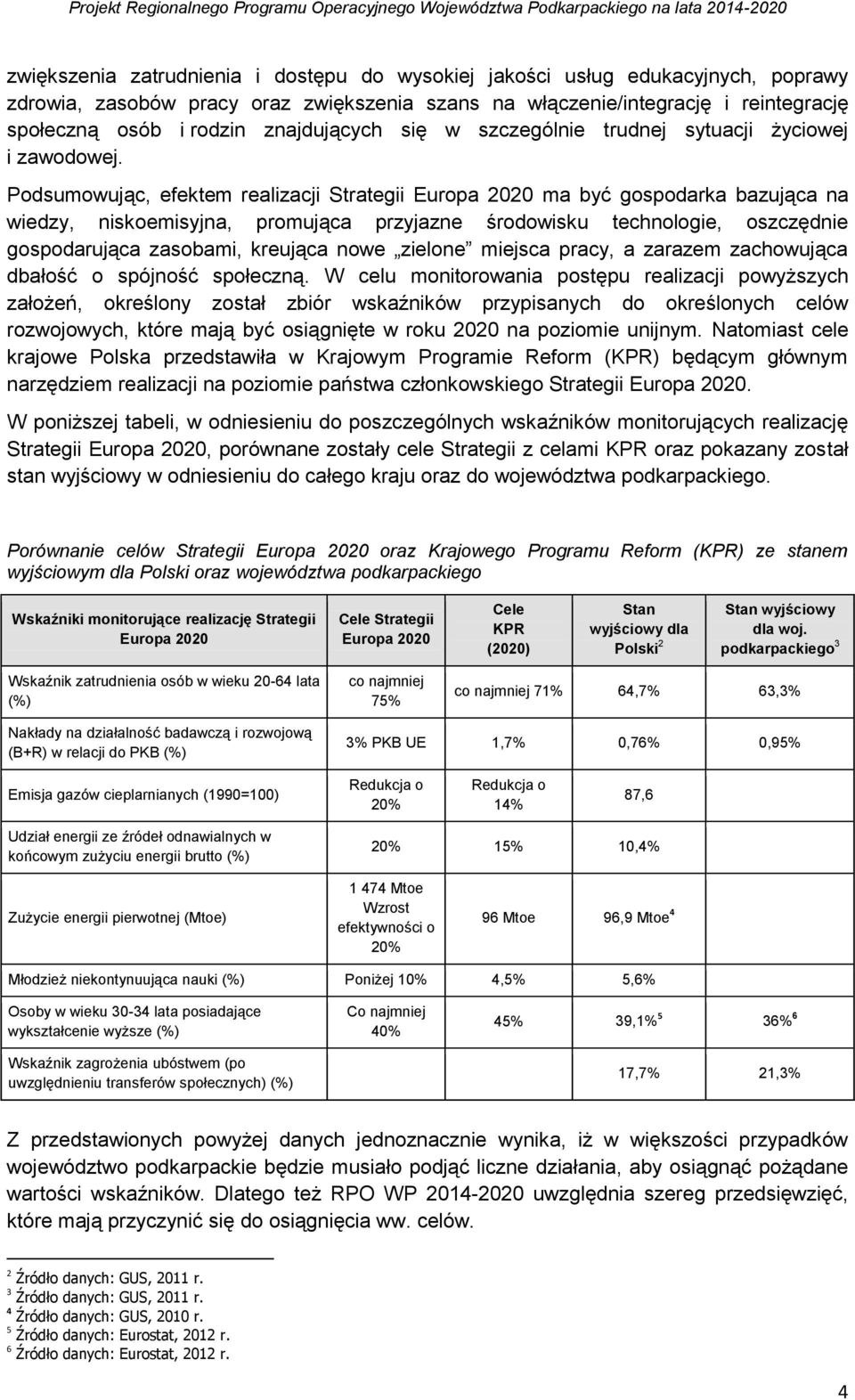 Podsumowując, efektem realizacji Strategii Europa 2020 ma być gospodarka bazująca na wiedzy, niskoemisyjna, promująca przyjazne środowisku technologie, oszczędnie gospodarująca zasobami, kreująca