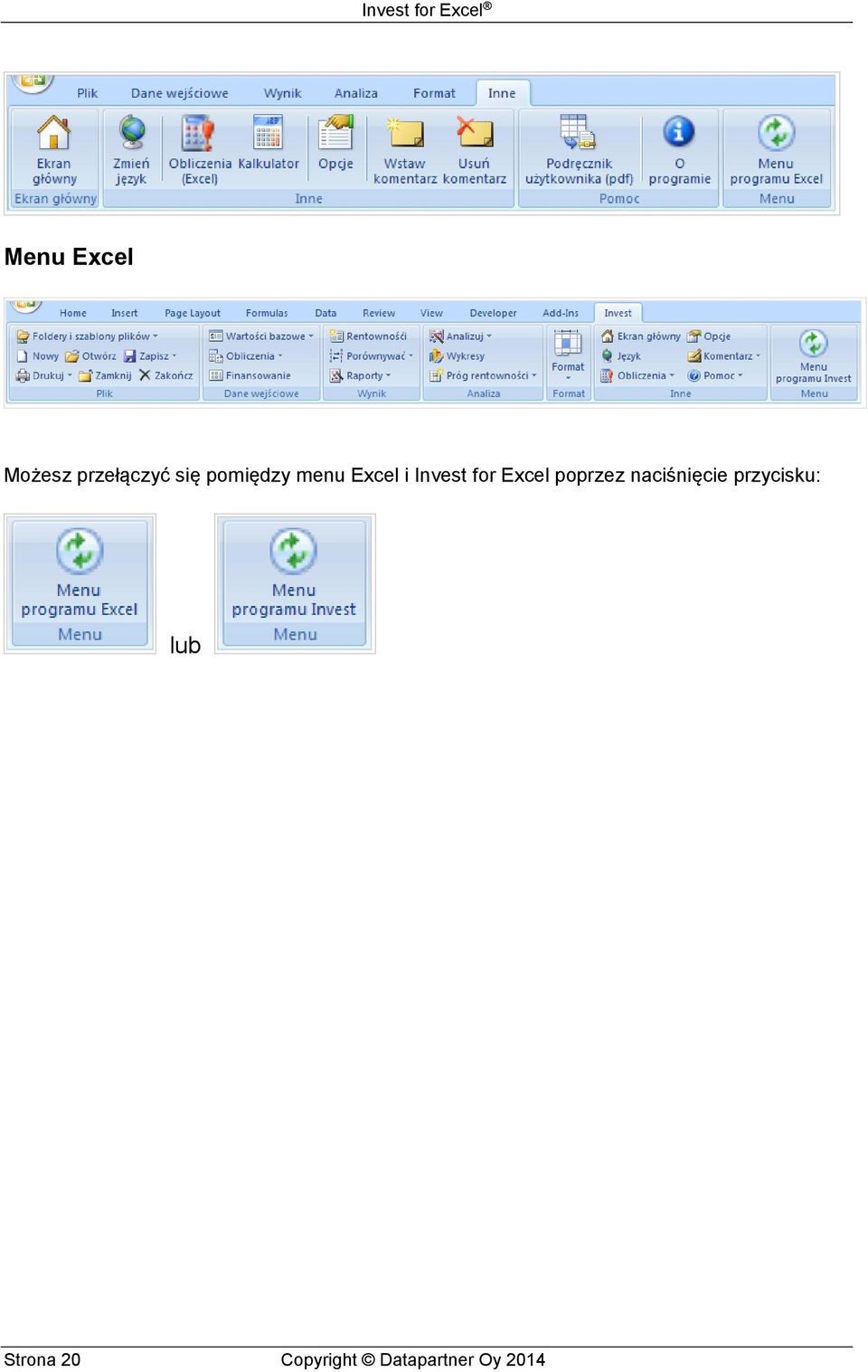 Excel poprzez naciśnięcie przycisku: