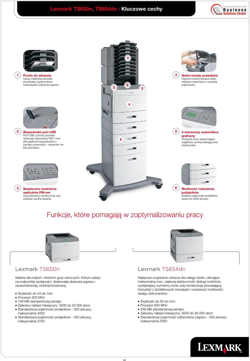 Bezpośredni port USB Port USB z przodu pozwala drukować dokumenty PDF i inne pliki graficzne bezpośrednio z pamięci przenośnej komputer nie jest potrzebny.