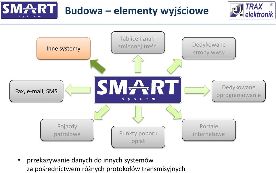 Pojazdy patrolowe Punkty poboru opłat Portale internetowe