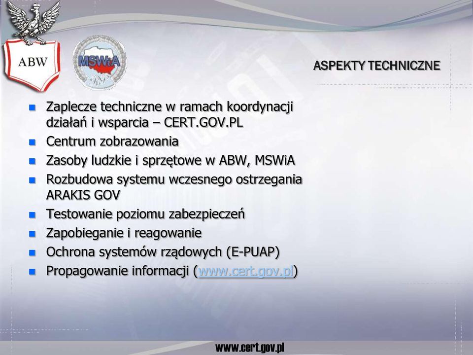wczesnego ostrzegania ARAKIS GOV Testowanie poziomu zabezpieczeń Zapobieganie i reagowanie
