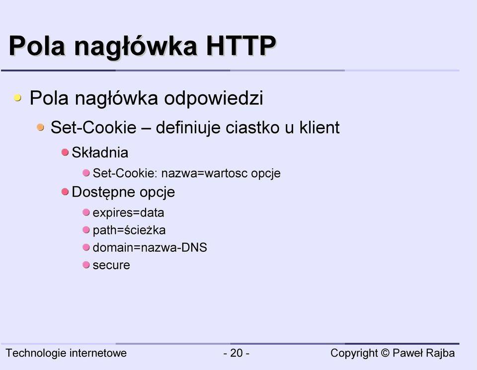 nazwa=wartosc opcje Dostępne opcje