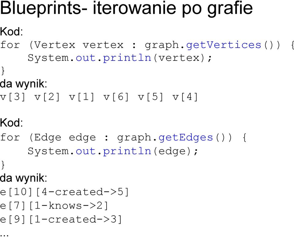 println(vertex); } da wynik: v[3] v[2] v[1] v[6] v[5] v[4] Kod: for