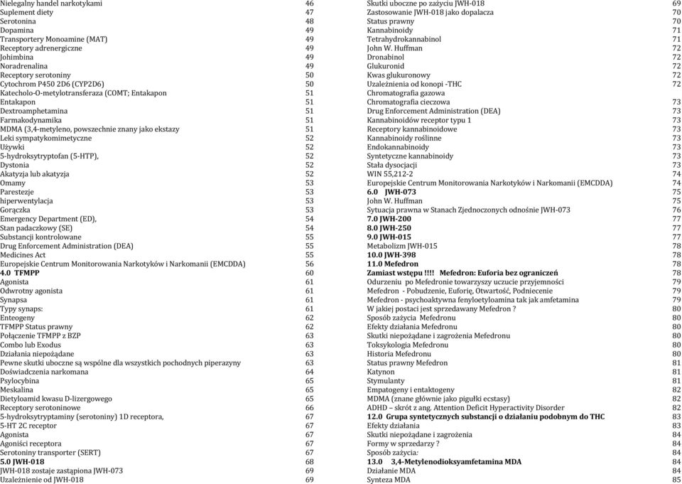 sympatykomimetyczne 52 Używki 52 5-hydroksytryptofan (5-HTP), 52 Dystonia 52 Akatyzja lub akatyzja 52 Omamy 53 Parestezje 53 hiperwentylacja 53 Gorączka 53 Emergency Department (ED), 54 Stan
