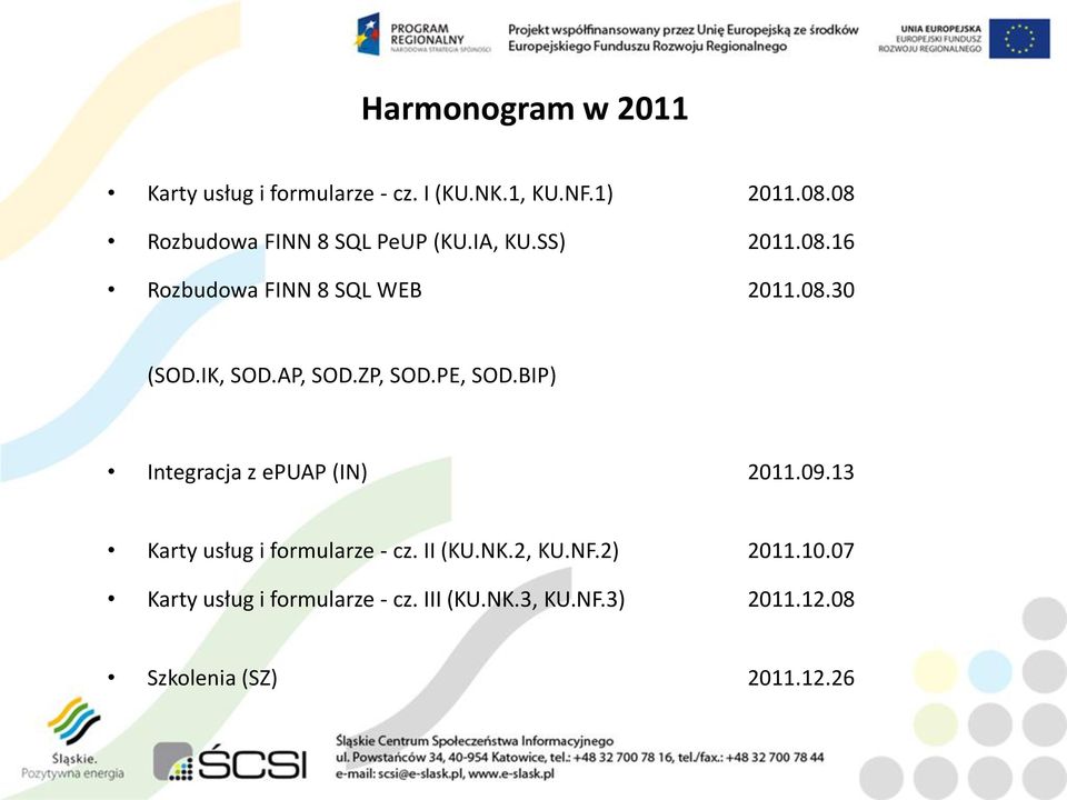 IK, SOD.AP, SOD.ZP, SOD.PE, SOD.BIP) Integracja z epuap (IN) 2011.09.