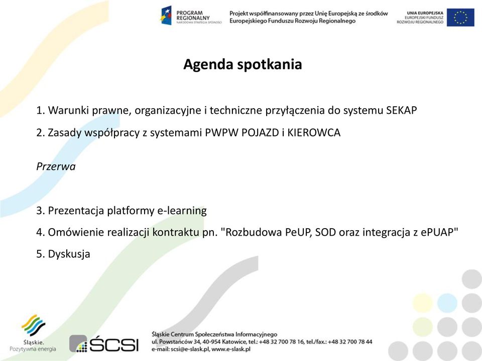 SEKAP 2. Zasady współpracy z systemami PWPW POJAZD i KIEROWCA Przerwa 3.
