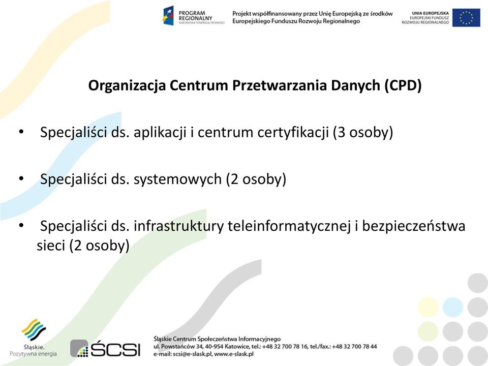 aplikacji i centrum certyfikacji (3 osoby)  systemowych