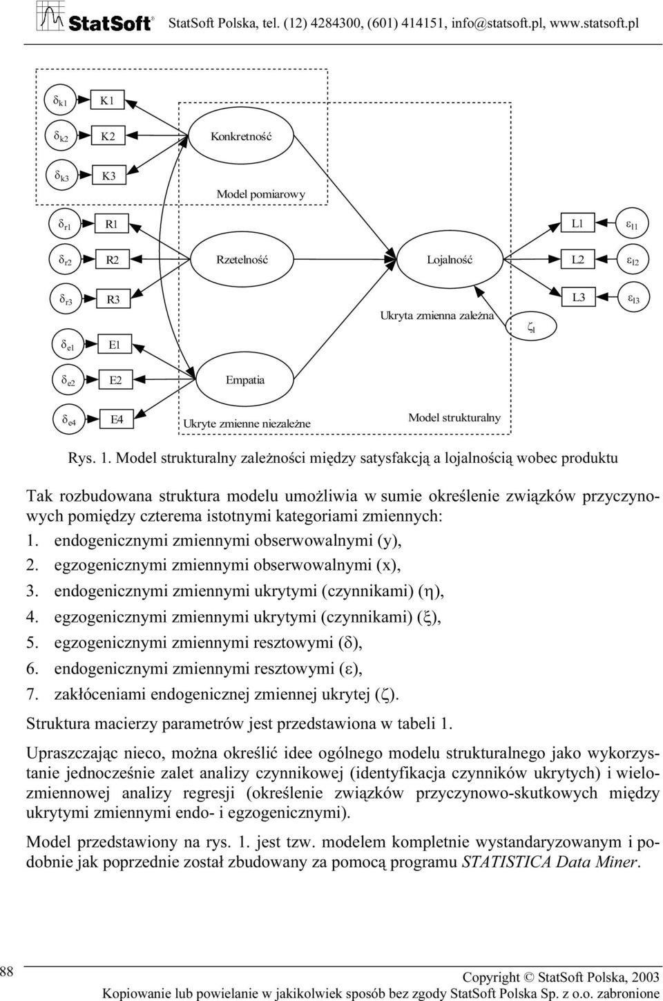Model strukturalny zależności między satysfakcją a lojalnością wobec produktu Tak rozbudowana struktura modelu umożliwia w sumie określenie związków przyczynowych pomiędzy czterema istotnymi