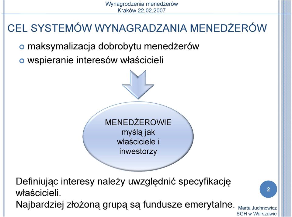 właściciele i inwestorzy Definiując interesy należy uwzględnić