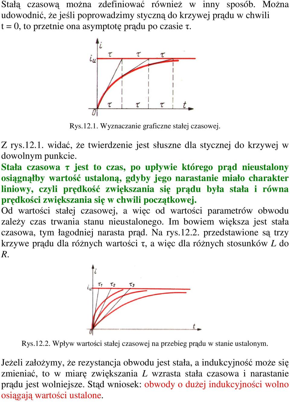 Stała czasowa jest to czas, po pływie którego prd niestalony osignłby warto stalon, gdyby jego narastanie miało charakter liniowy, czyli prdko zwikszania si prd była stała i równa prdkoci zwikszania