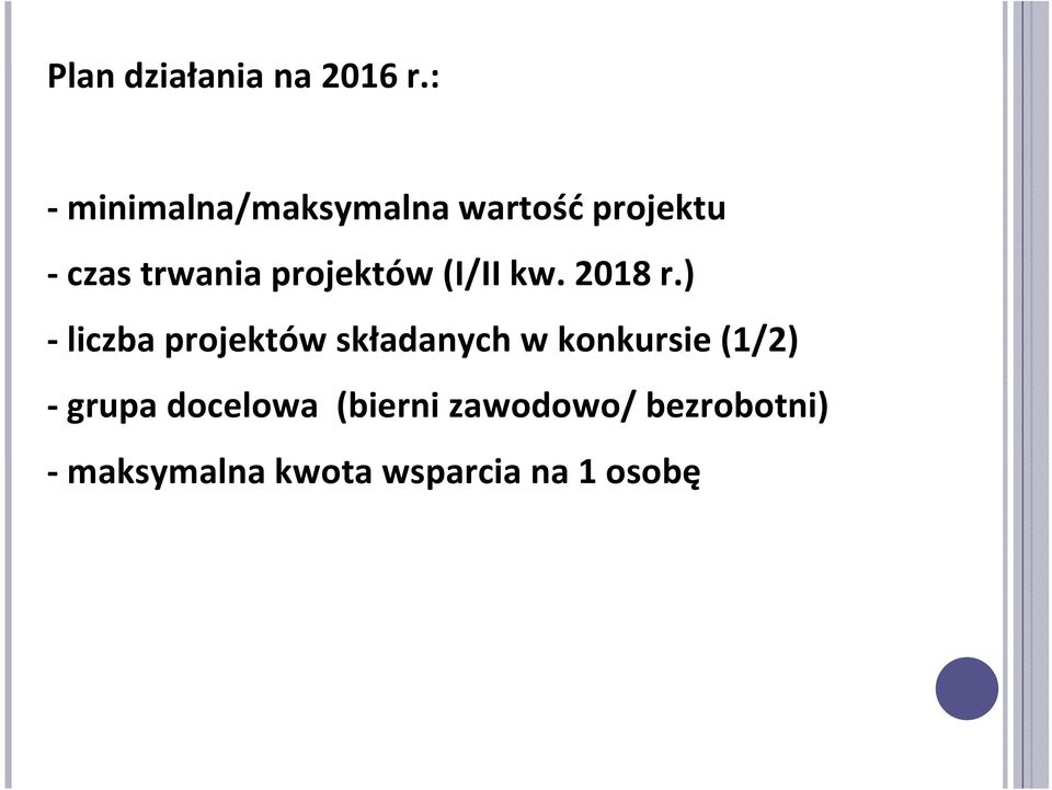 projektów (I/II kw. 2018 r.