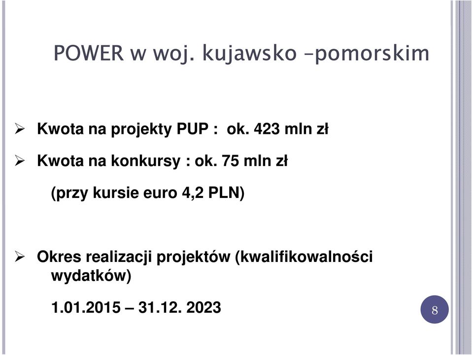 423 mln zł Kwota na konkursy : ok.