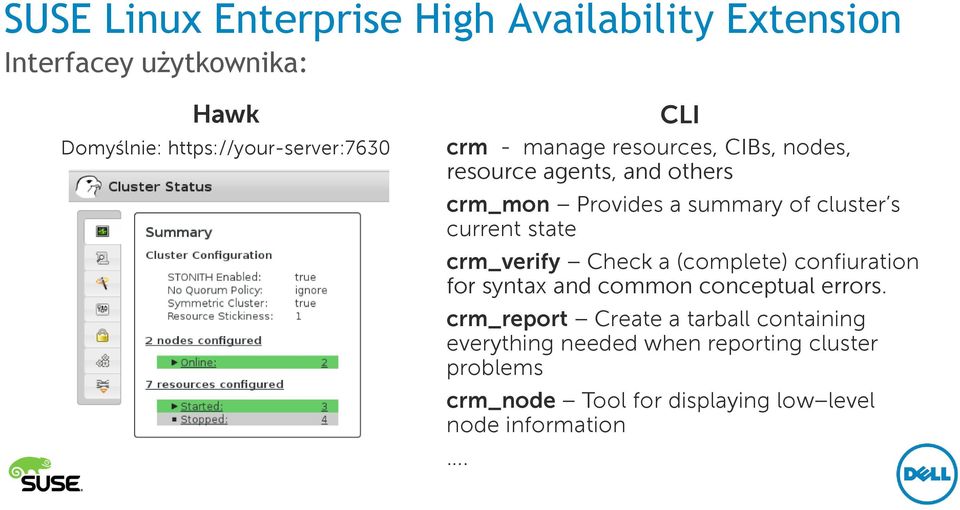 state crm_verify Check a (complete) confiuration for syntax and common conceptual errors.