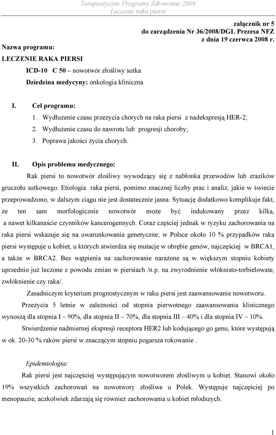 Opis problemu medycznego: Rak piersi to nowotwór złośliwy wywodzący się z nabłonka przewodów lub zrazików gruczołu sutkowego.