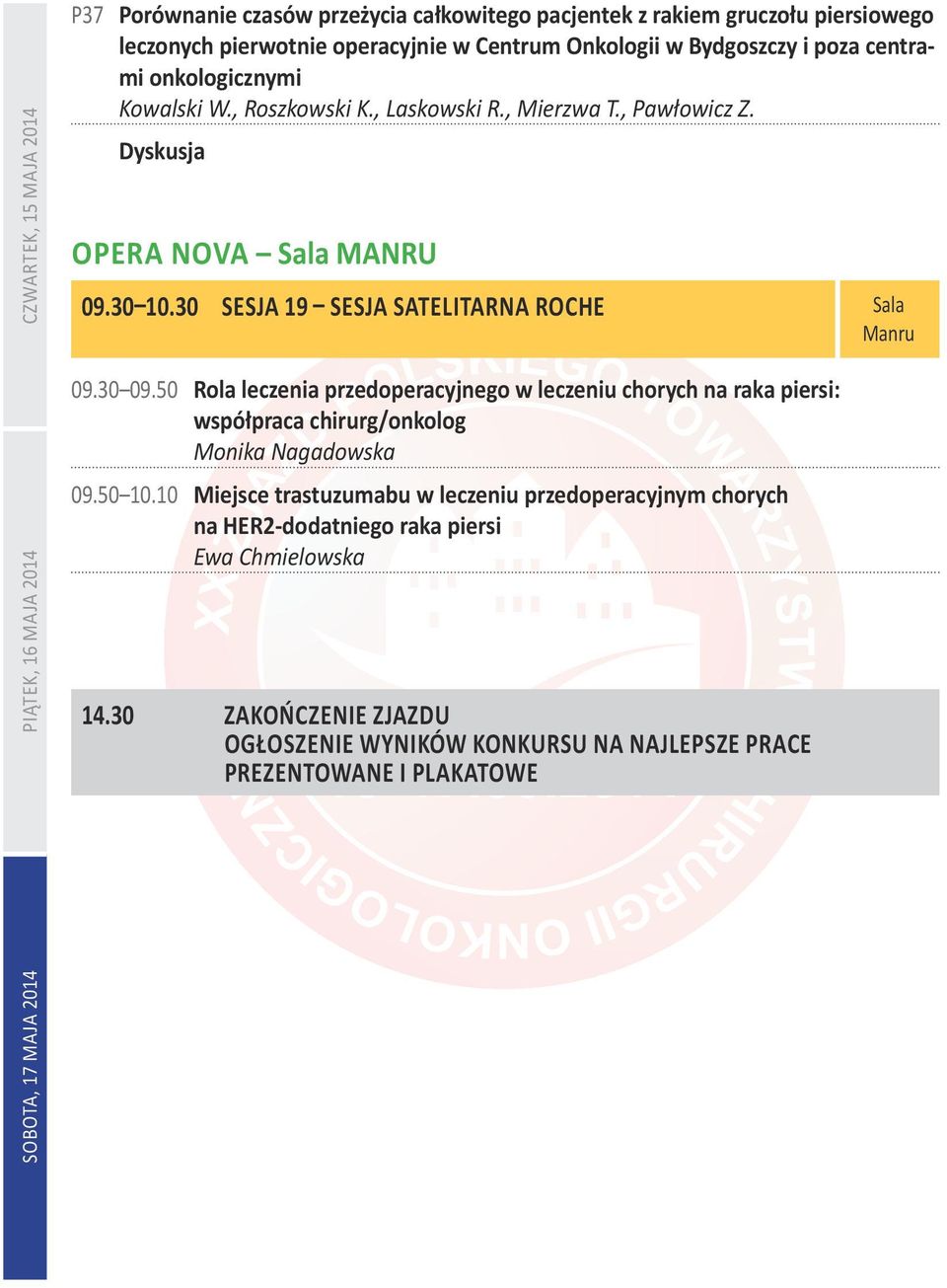 30 09.50 Rola leczenia przedoperacyjnego w leczeniu chorych na raka piersi: współpraca chirurg/onkolog Monika Nagadowska 09.50 10.