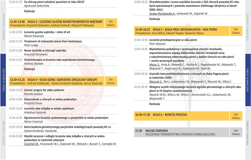 25 Treatment of colorectal cancer liver metastases Peter Lodge 12.25 12.40 Nowe techniki w chirurgii wątroby Krzysztof Zieniewicz 12.40 12.