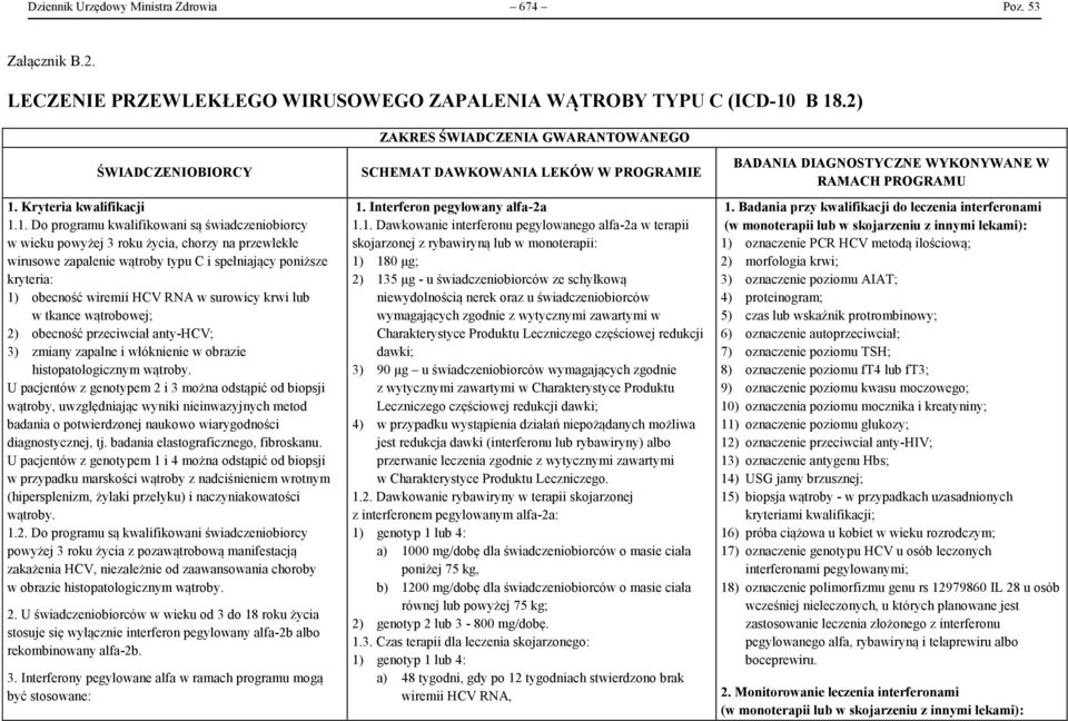 1. Do programu kwalifikowani są świadczeniobiorcy w wieku powyżej 3 roku życia, chorzy na przewlekłe wirusowe zapalenie wątroby typu C i spełniający poniższe kryteria: 1) obecność wiremii HCV RNA w