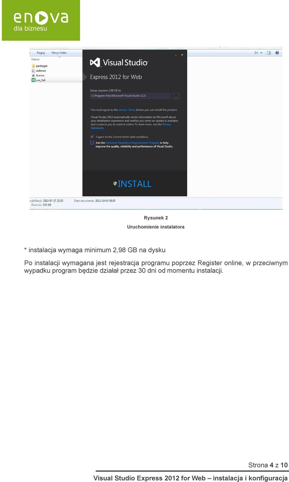 rejestracja programu poprzez Register online, w przeciwnym