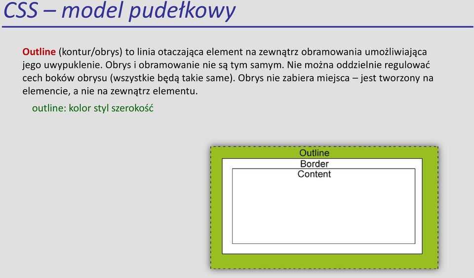 Nie można oddzielnie regulowad cech boków obrysu (wszystkie będą takie same).