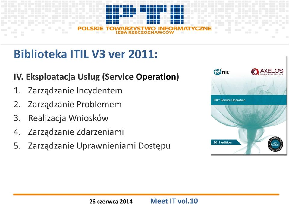 Zarządzanie Incydentem 2. Zarządzanie Problemem 3.