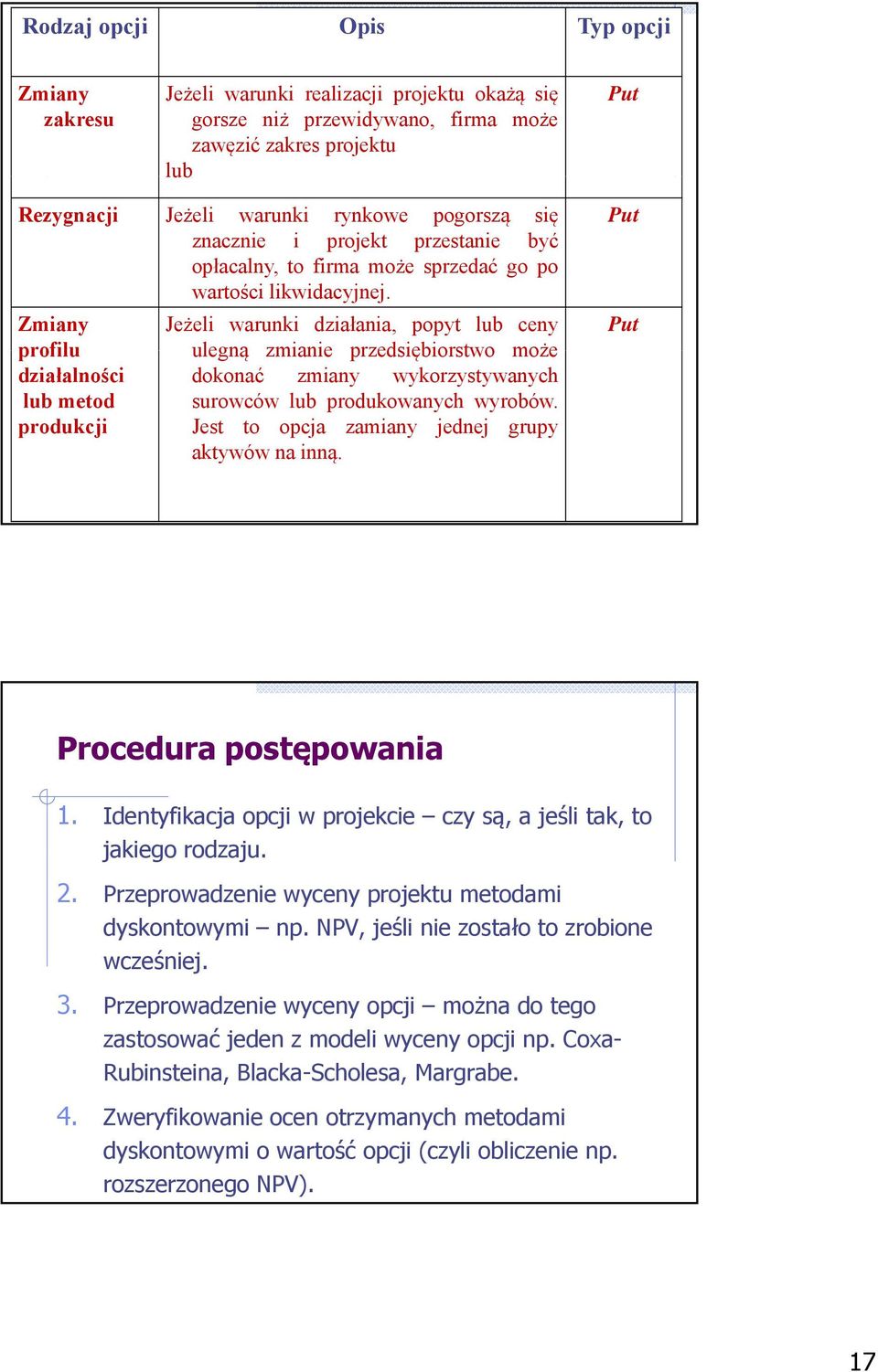 Zmiany profilu działalności lub metod produkcji Jeżeli warunki działania, popyt lub ceny ulegną zmianie przedsiębiorstwo może dokonać zmiany wykorzystywanych surowców lub produkowanych wyrobów.