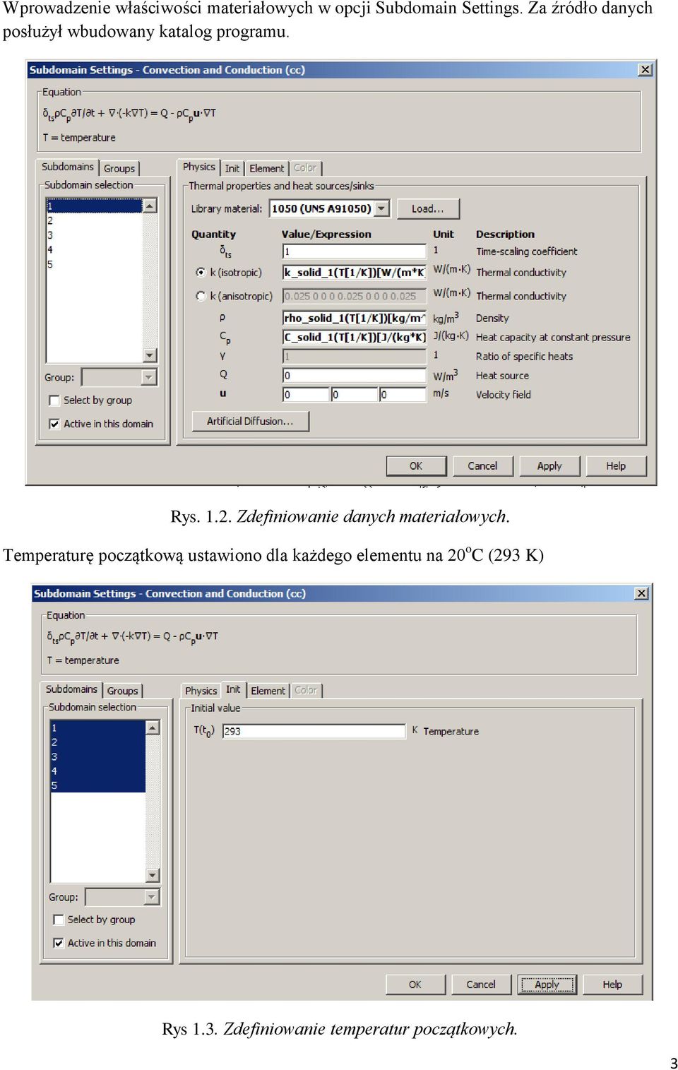 Zdefiniowanie danych materiałowych.