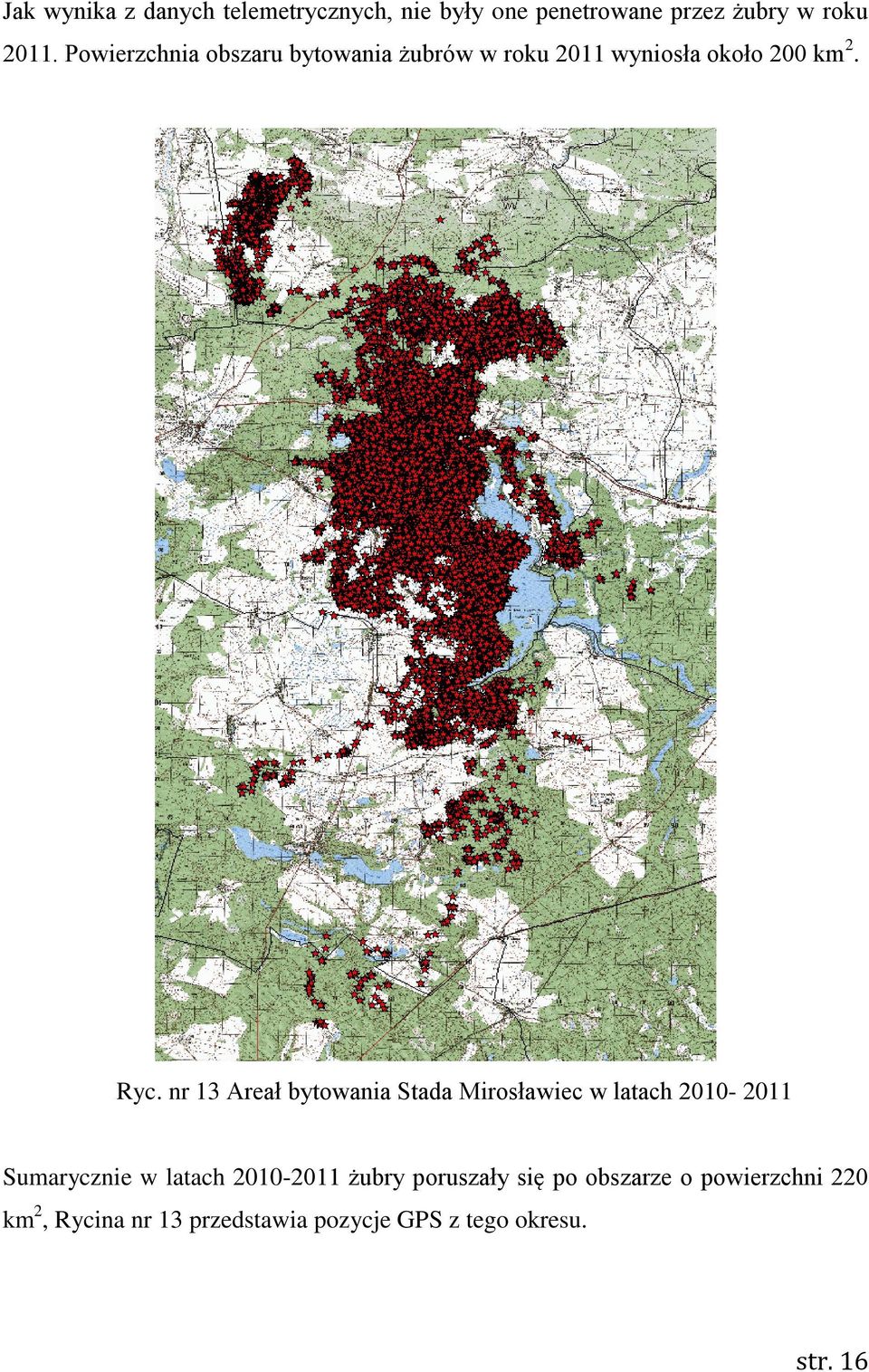 nr 13 Areał bytowania Stada Mirosławiec w latach 2010-2011 Sumarycznie w latach 2010-2011