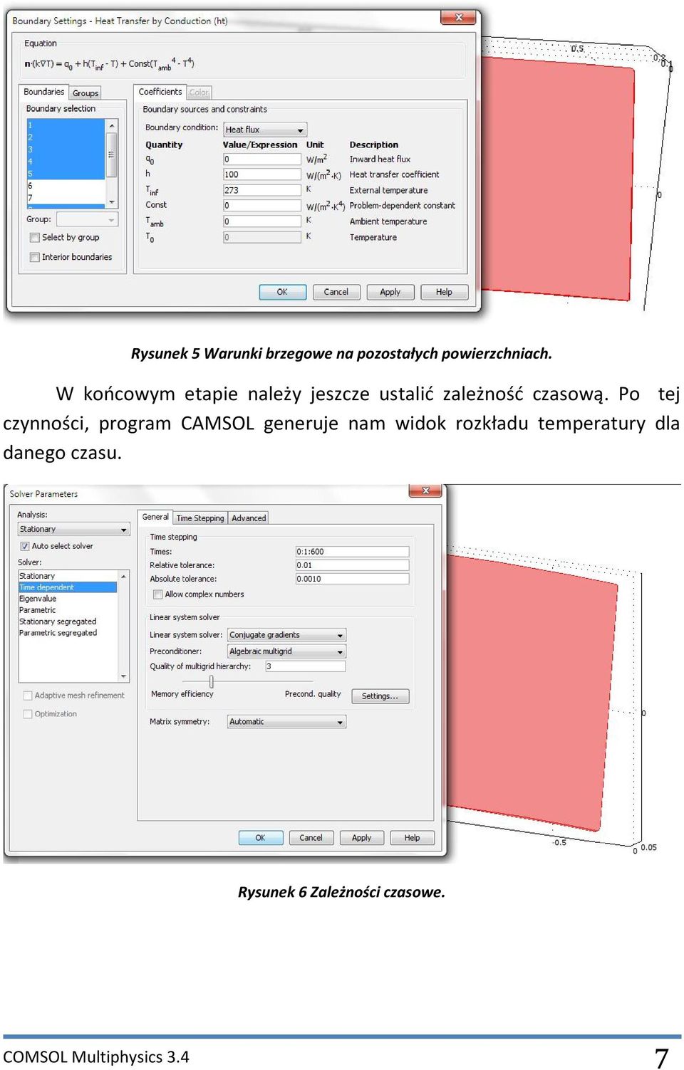 Po tej czynności, program CAMSOL generuje nam widok rozkładu