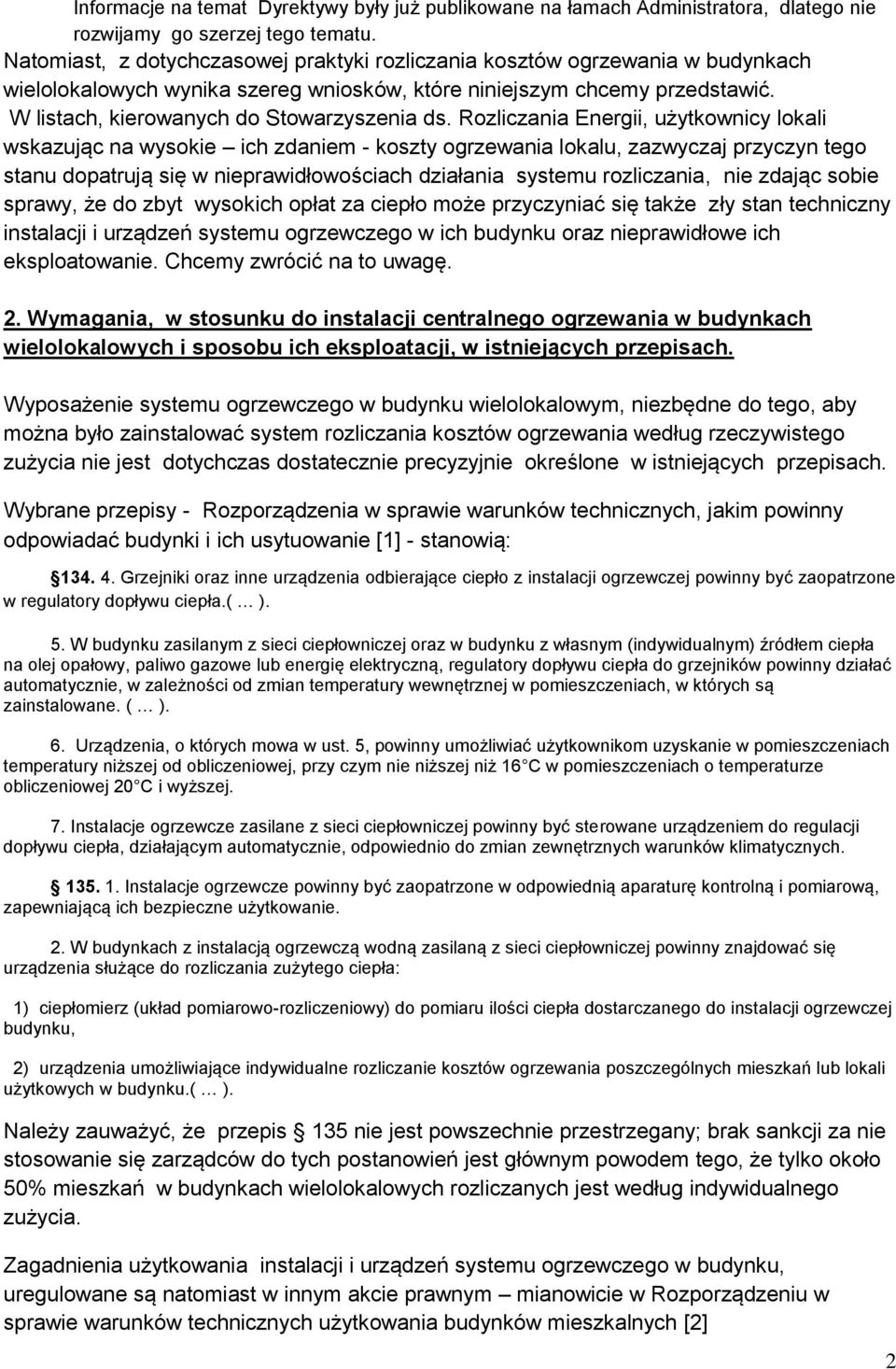 W listach, kierowanych do Stowarzyszenia ds.