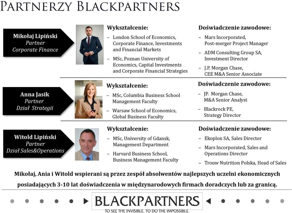 Management Faculty Warsaw School of Economics, Global Business Faculty Wykształcenie: MSc, University of Gdansk, Management Department Harvard Business School, Business Management Faculty