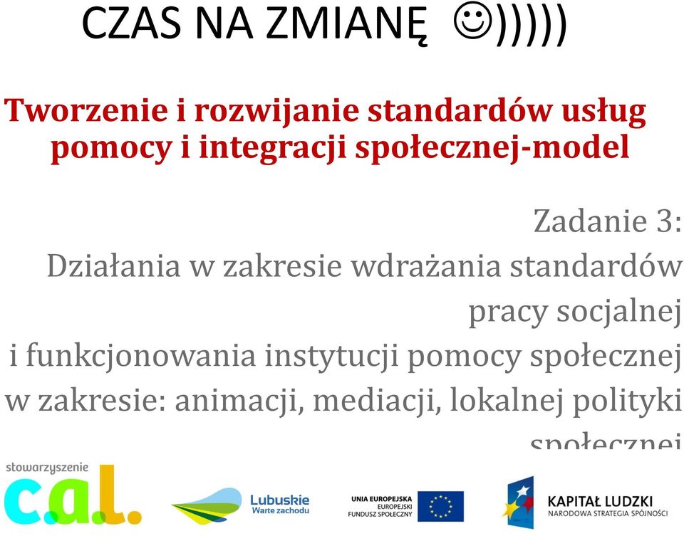 wdrażania standardów pracy socjalnej i funkcjonowania instytucji